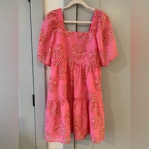 J.Marie Pink Puff Sleeve Floral Print Babydoll Dress🩷